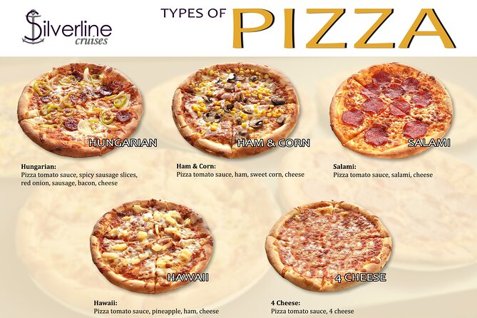 Budapest Danube Pizza Cruise with Welcome Drink - The Food Package: Five Pizzas and One Included Drink