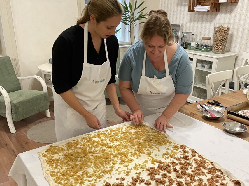 Stretched Strudel Making Class with 2 Different Fillings - Waiting for the oven with Hungarian snacks