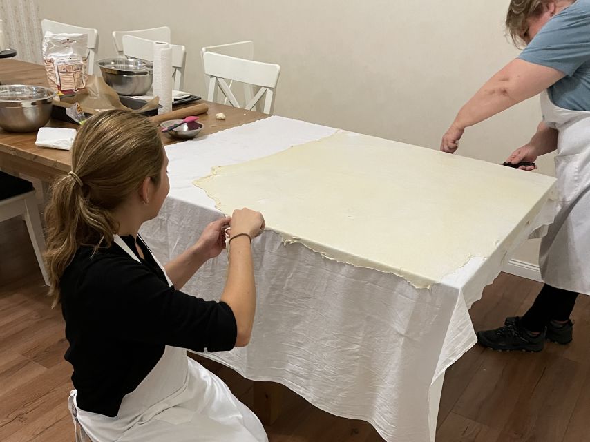 Stretched Strudel Making Class with 2 Different Fillings - What the $90 price includes
